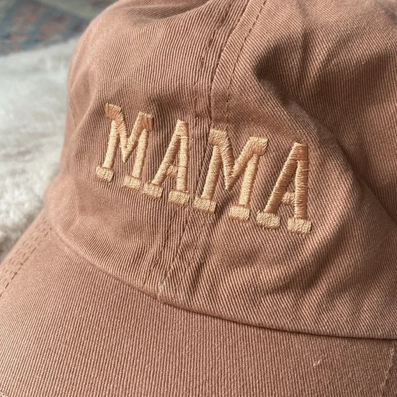 Boutique women’s MAMA embroidered baseball hat blush mauve brown dad cap OSFM - Picture 11 of 16